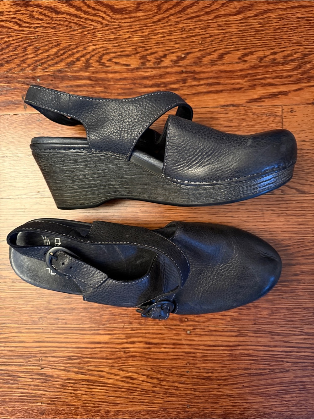 Dansko Vinnie Leather Wedge Slingback Clogs